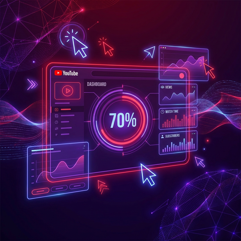 YouTube analytics dashboard showing 70% thumbnail influence on clicks